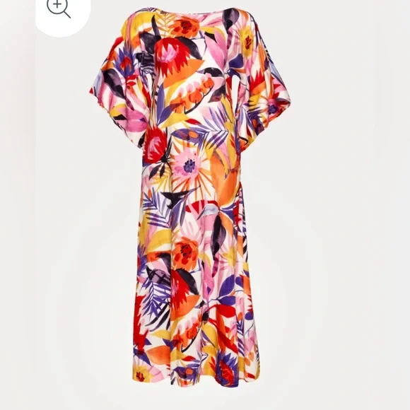 Frances Valentine Multicolor Floral Maxi Dress in Pink, Red, Orange & Yellow - Picture 1 of 5